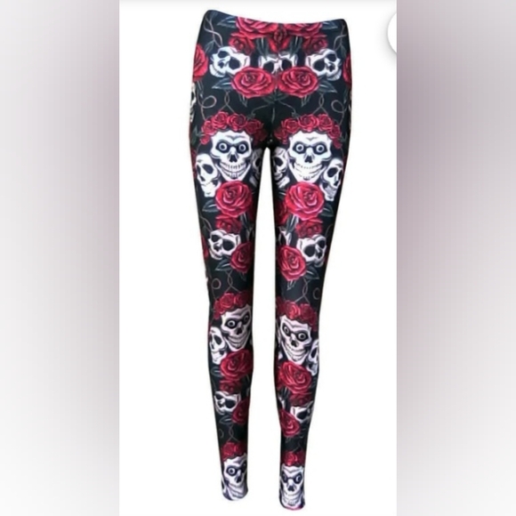 Leggings | Red Roses and Skulls | - Picture 4 of 4